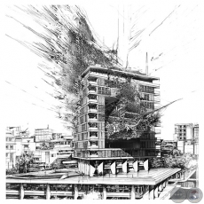 HOTEL GUARAN y ARCA 1 - Dibujo de Pedro Florentn Demestri - Ao 2021